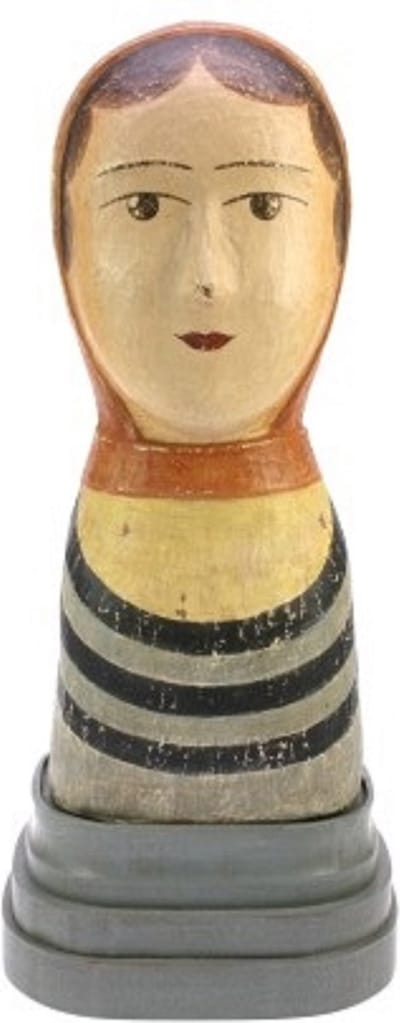 Hoofd m/strepen op voet 17x15x40cm