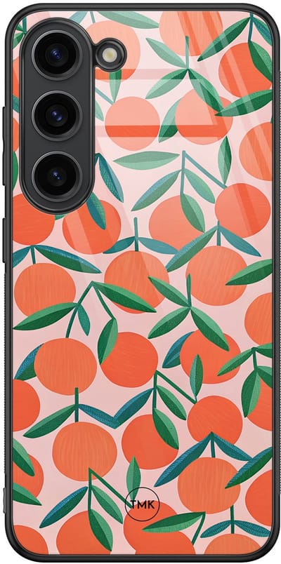 Hoesje geschikt voor Samsung Galaxy S23 - Sweet oranges - Oranje - TPU luxe case (glossy toplaag) - Print - Hardcase backcover zwart