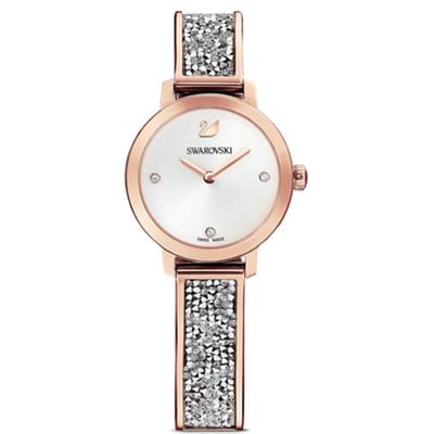 Swarovski Cosmic Rock Serie Horloge Kwarts Uurwerk Roestvrijstalen Armband Witte Wijzerplaat Eenvoudig Elegant Mode Dameshorloges Zilver 5376092 Regular Watch Box,Rose Gold Watch Case white