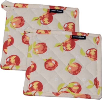 Pannenlappen set - 2 stuks - Cadeau voor haar - Perzik - Appel