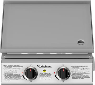 TurboTronic TT-BBQ6 Tafelgrill – Draagbare Tafelmodel Gasgrill - 2 Branders - RVS Bakoppervlak | Tuin Grill - Outdoor & Camping