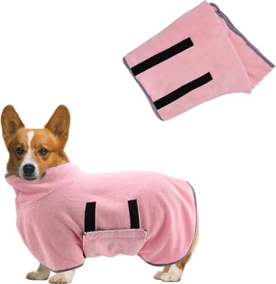 Sneldrogende Microfiber Hondenbadjas voor Kleine en Middelgrote Honden - Verstelbare Huisdier Handdoek voor Douchen en Verzorging