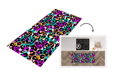Keukenloper - Loper keuken - Panterprint - Regenboog - Vlekken - 120x50 cm - Keukenloper vinyl