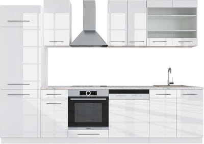 Vicco Fame-Line Complete keukeneenheid – 300 cm, WB Marmer Wit hoogglans/wit