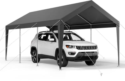 Auto Overkapping - Mobiele Garage - Voertuig Beschermen - UV Bestendig Waterdicht - 3.05 x 6.15 m - Grijs