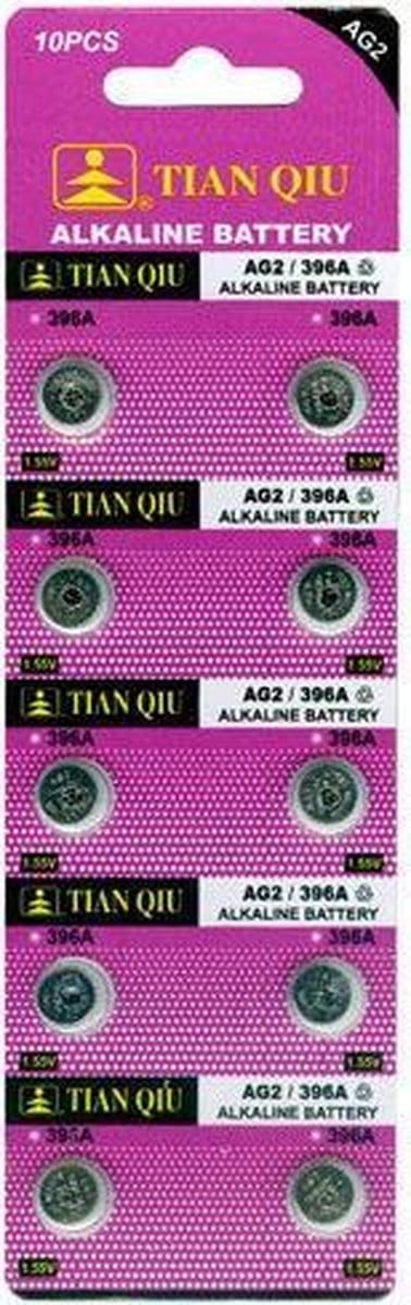 "Strip 10 Stuks AG2 Batterijen ( Ook bekend als: AG2, LR52, LR726, 196, GP96A, 396, 397, SR59, SR726SW, SR726W, 396A, SR726, CX59, 1164SO, 280-28, 396-1W, 397B, D396, D397, GP397 )"