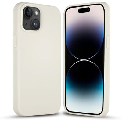 Coverzs Solid silicone case geschikt voor Apple iPhone 14 (zand) - iPhone 14 hoesje wit - iPhone 14 case geschikt voor Apple - Luxe siliconen hoesje met 3-laags bescherming