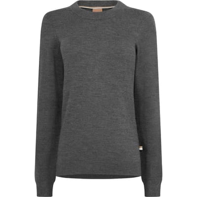 Boss Fegano fijngebreid T-shirt met lange mouwen voor dames (Medium Grijs)