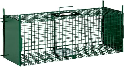 Killogood Levend Dierenvalkooi voor Kleine Dieren met Dubbele Deur en Handgreep, 80x25x30cm, Donkergroen