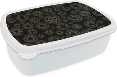 Broodtrommel Wit - Lunchbox - Brooddoos - Casino - Poker - Chips - Patronen - 18x12x6 cm - Volwassenen