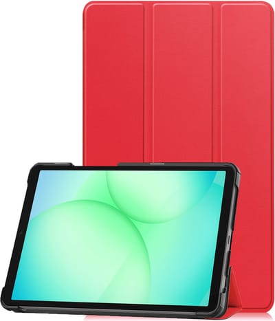 Hoesje Geschikt voor Samsung Galaxy Tab A11 / A9 - Dun & Stevig - Trifold Bookcase - Hard Cover - Hardcover Book Case - Tablet Hoes - Rood