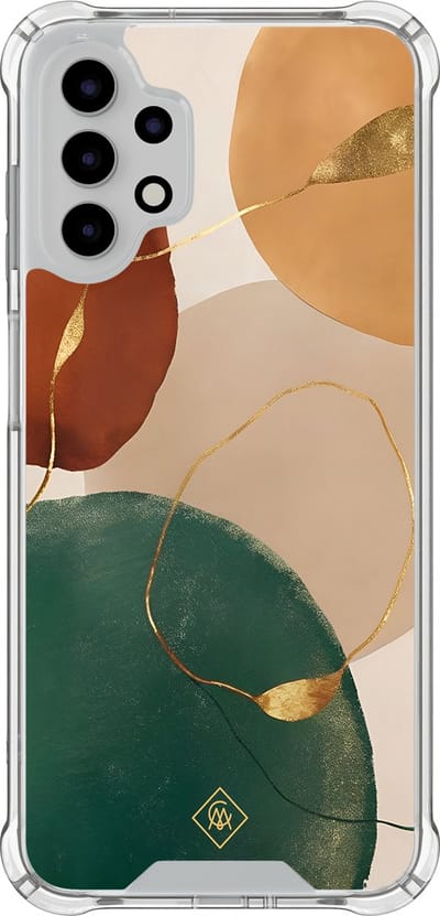 Casimoda® hoesje - Geschikt voor Samsung Galaxy A13 4G - Earthy Luxe - Shockproof case - Extra sterk - TPU/polycarbonaat - Bruin/beige, Transparant