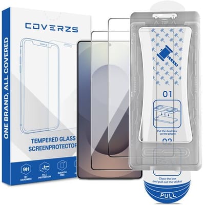 Coverzs Tempered Glass Screenprotector met Frame (2-Pack) geschikt voor Samsung Galaxy S25 Ultra – Gehard Glas – Schokbestendige Bescherming