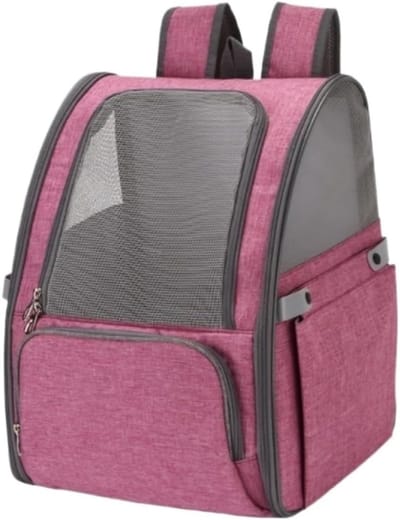 Huisdierrugzak - Draagtas Kat - Comfortabel Reizen - Volledig Ademend Mesh - 30x25x41 cm - Roze