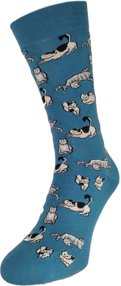 Bonnie Doon Cute Cats Sock Dames Sokken met Schattige Katten Arctic Blauw maat 36/42 - Gladde Teennaad - Katoen - Word Je Vrolijk en Happy van - Cadeau sokken - Kat - Zachte Voorgewassen Katoen - OEKO-TEX gecerificeerd - Arctic Blue - BT991143.499
