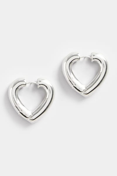 Yours Hartvormige Chunky Oorbellen In Zilversize One Size