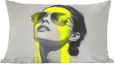 Sierkussens - Kussentjes Woonkamer - 60x40 cm - Vrouw - Bril - Verf