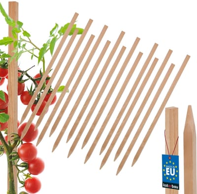KOTARBAU® 15 st Tomatenstokken, Plantenstok, Beukenhout, 40 cm, Natuurlijk, Plantenstokken, Plantensteun, Houten Paaltjes, Houten Stokken, Tuinbenodigdheden