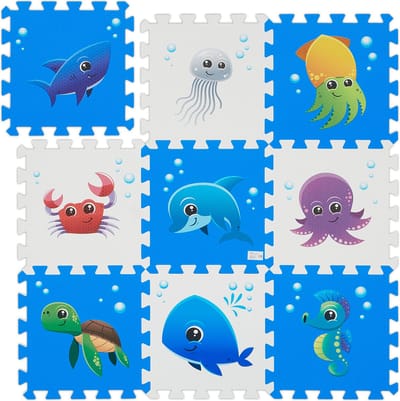 puzzel speelmat - zeedieren - 9-delig - baby's - 86 x 86 cm - schuimrubber