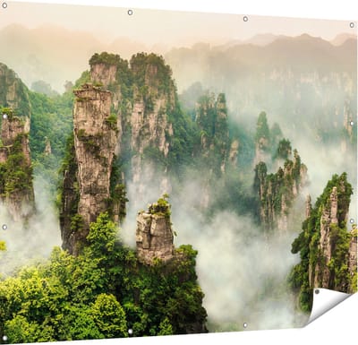 Gards Tuinposter Zhangjiajie Klif Bergen in China - 150x120 cm - Tuindoek - Tuindecoratie - Wanddecoratie buiten - Tuinschilderij