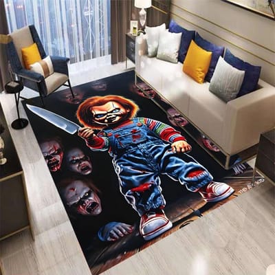 Horrorfilm Karakter Chucky Saw Cartoon Vloerkleed, Tapijt voor Woonkamer Slaapkamer Bank Deurmat Decoratie Vloermat 50X80CM