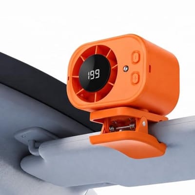 Clip-on Airconditioner voor Auto Draagbare Auto Airconditioner - 360° Rotatie - 199 Snelheden - Stille Mini Bladeless Fan-Werk en Kamperen - Oranje - Oplaadbaar 2000mAh