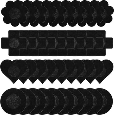 40 Stuks Wegwerpnippel Covers - Zelfklevende Nipple Pads voor Vrouwen, Onzichtbare Nipple Stickers in 4 Stijlen voor Valentijnsdag, Zwart en Comfortabel