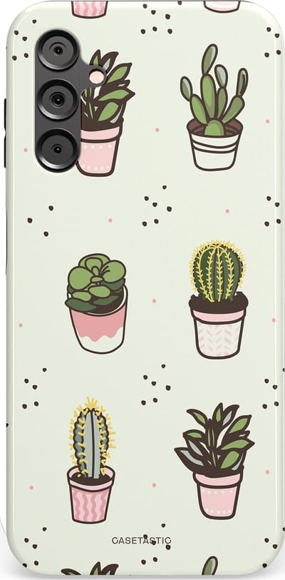 Casetastic Hoesje Geschikt voor Samsung A14 (5G/4G) - Stijlvolle Beschermende Duo-layer Case - Familie Cactus