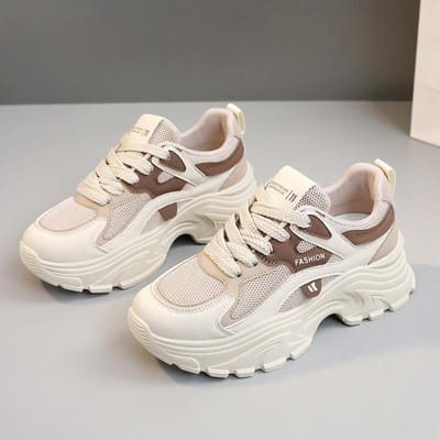Nieuwe Lente en Zomer Papa Schoenen Koreaanse Stijl Damesschoenen Dikke Zool Hoogteverhogend Ademende Mesh Schoenen 39 gray