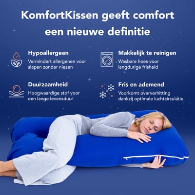 KomfortKissen™ Ergonomisch Kussen - Premium Kussen - Ondersteuning voor Rug en Heupen - Ademend en Zacht - Voor Elke Slaappositie