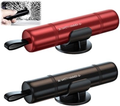 Dailygoods- Noodhamer met gordelsnijder - Noodhamer auto - Raambreker - Autoveiligheidshamer - Set van 2 - Veiligheidsaccessoire - Veiligheidsuitrusting