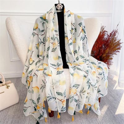 Écharpe en coton pour femme au printemps Hijab de plage Châles et enveloppements Luxe Citron Foulard féminin Écharpe Bandana de designer 88x180cm gray