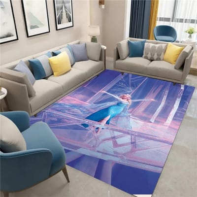 Frozen Elsa Sneeuwvlok Vloerkleed voor Meisjes Slaapkamerdecoratie Prinses Thema Kinderkamer Speelkamer Zachte Vloermat Cadeau voor Kinderen Fans 120*160cm
