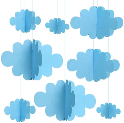 Dailygoods- Nepwolken Set van 16 - 3D Wolken Decoraties - Kunstmatige Wolken - Plafonddecoraties - Vilt - Afmetingen tot 28 x 18 cm - Plafonddecoratie