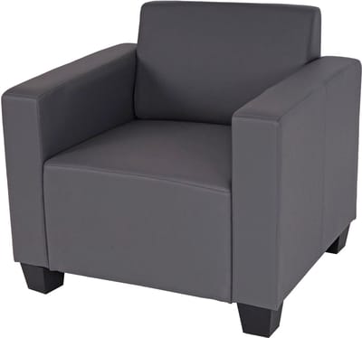 Fauteuil Loungefauteuil Lyon, kunstleer ~ donkergrijs