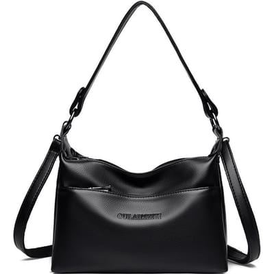 Effen Kleur Reliëf Dames Schoudertas Schouderbanden Modieuze Dames Okseltas Casual Draagbare Crossbody Tas Forenzen black