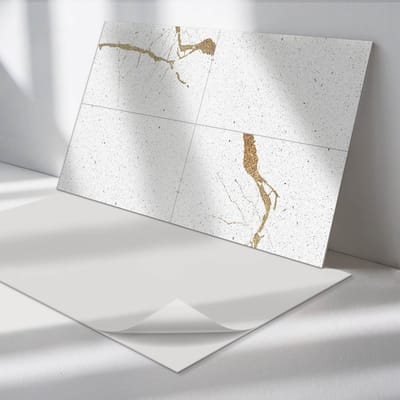 Wallfluent Vinyl Wandpaneel - Modern marmerpatroon Zelfklevend Muurpaneel - 120 cm x 60 cm - Wit Vinyl Wandpaneel - Verpakking van 1 stuk - Rechthoekig Wandbekleding Vinyl - Texturen Wandpaneel - Vinyl Wandbekleding - Wandpaneel Keuken en Badkamer