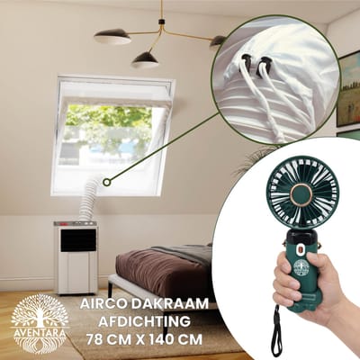 Airco Dakraam Afdichting 78 x 140 cm + Handventilator – Mobiele Airco Raamafdichting Dakraam – Geschikt voor Velux MK08 (GGL 2, 308, M08) – Fakro Optilight 07