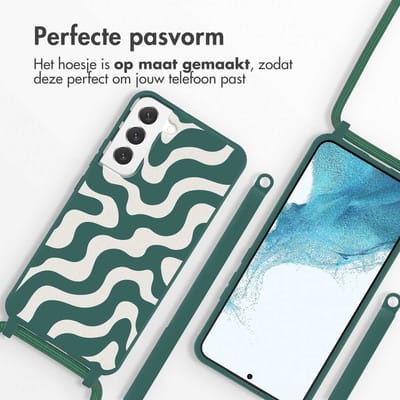imoshion Siliconen design hoesje met koord voor de Samsung Galaxy S22 Plus - Petrol Green Groovy