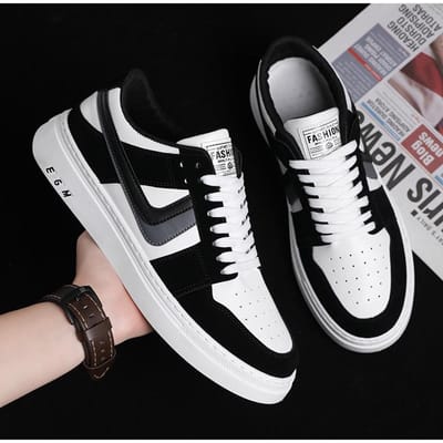 Lente/Zomer Nieuwe Herenmode Casual Board Schoenen Vetersluiting Kleurblokkering Koreaanse Veelzijdige Trendy Schoenen Platte Zool 44 white