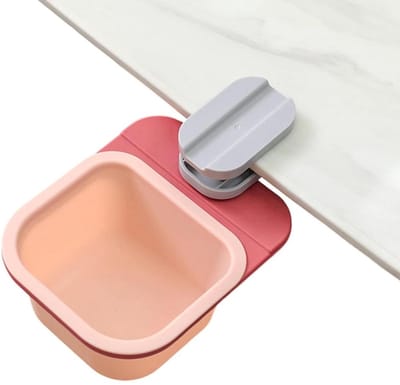 Kleine Prullenbak - Opklembare Afvalbak - Ruimtebesparend Werken - Draaibaar Deksel - 17.5 x 14.5 x 8 cm - Rood