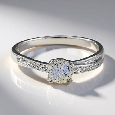 Cavill - 925 Sterling Zilver Damesring - Spectroliet 0,39ct & Witte Topaas 0,055ct - Elegante Ronde Zetting - Maat 17