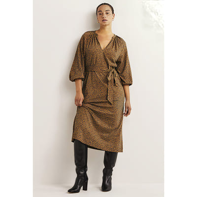 Boden Notch Neck Jersey Midi Dress Brn Maat: 8P | Midi Jurken Outlet | Dames | Beige