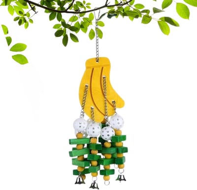 Vogel Foerageerspeelgoed - Papegaai Kauwspel - Snavel Verzorging - Banaan Ontwerp - 25x20x10 cm - Multicolor