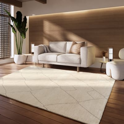 Paco Home Laagpolig Vloerkleed Woonkamer Geometrisch Scandinavisch Modern 3D Ivoor 120x170 cm