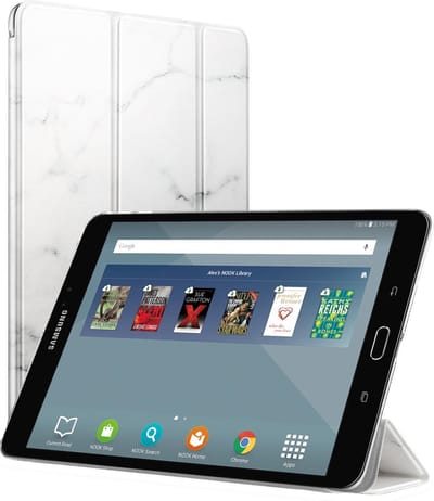 Hoes geschikt voor Samsung Galaxy Tab E 9.6 - Marmer Wit Tri-Fold Book Case Cover Kunstleer - Hoesje van iCall