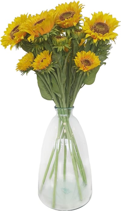 Bellatio Design Kunstbloem Zonnebloemen boeket - Helianthus XL - 8x - 85 cm - kunst zijdebloem
