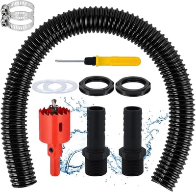 Regenton aansluitset met 100 cm doorvoer, ideaal voor regenwaterton en tuinirrigatie