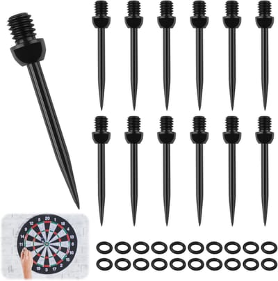 12 Stuks Stalen Dart Tips met Draad, Inclusief 20 Rubber Ringen voor Dartvluchten en Conversie