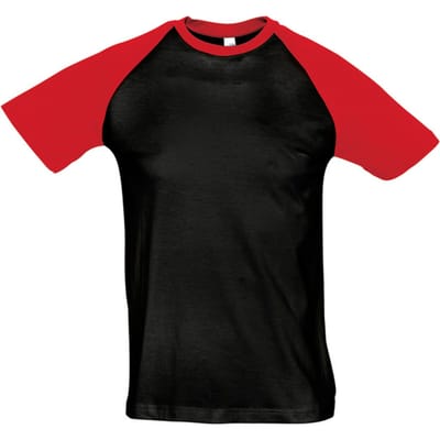 SOLS Heren Funky Contrast T-Shirt met korte mouwen (Zwart/Rood)